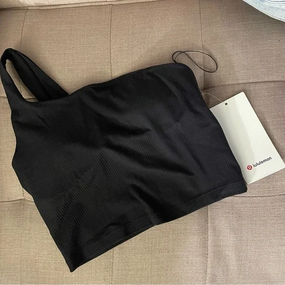 NWT Lululemon Ribbed Nulu Asymmetrical Yoga Tank Top Size 6 Black - Picture 12 of 12